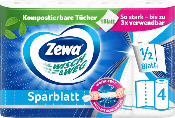 Zewa Haushaltsrolle Wisch&amp;Weg Sparblatt 4x74 