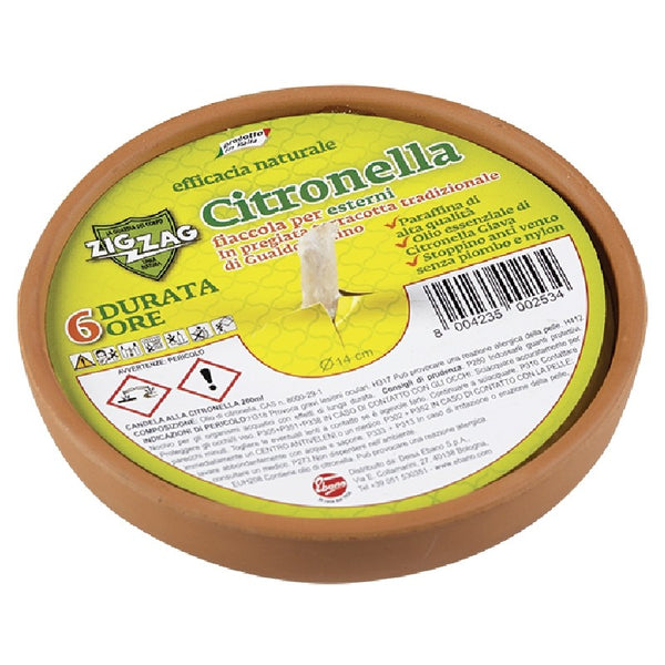 14 CM ZIG ZAG CITRONELLA CANDLES IN CLAY