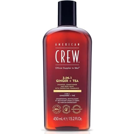 American Crew 3-in-1 Shampoo, Conditioner & Body Wash – Ginger & Tea, 450ml